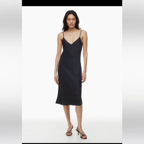 Aritzia Dresses & Skirts - Aritzia Wilfred black satin midi slip dress